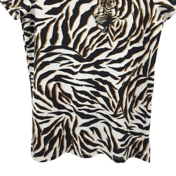 Chicos Zenergy T Shirt Womens 1 US 8/10 Tiger Animal Print Side Slit Stretch - Picture 9 of 16